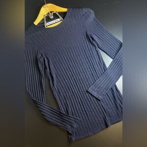 Michael Stars Deep Navy Blue Ribbed Stretchy Top One Size GUC